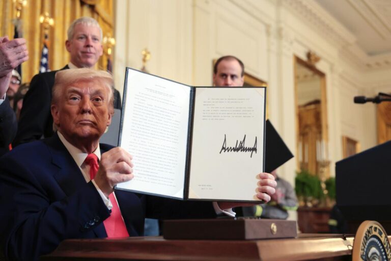 Donald Trump speaking at the White House during the announcement of 125% tariffs on Chinese imports