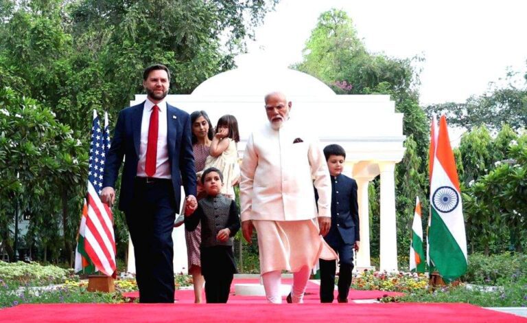 Prime Minister Modi Welcomes U.S. Senator JD Vance and Family During India Tour