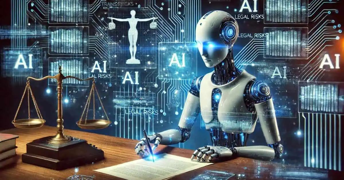 Illustration of artificial intelligence in courtroom with judge's gavel and glowing circuits representing the impact of AI in legal decisions